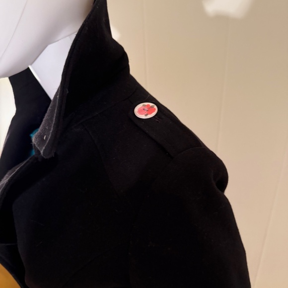 Michael Kors, sz 8, Double-Breasted Black Wool Coat with Rose Button Detail OAK - Picture 4 of 10